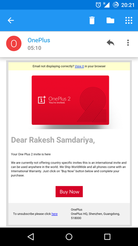 OnePlus 2 Fake invite