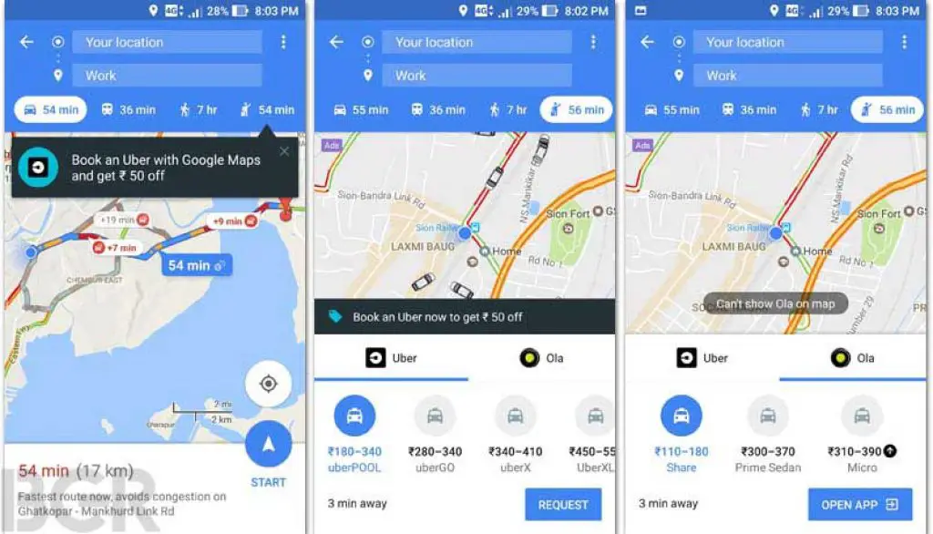 uber on google maps 2