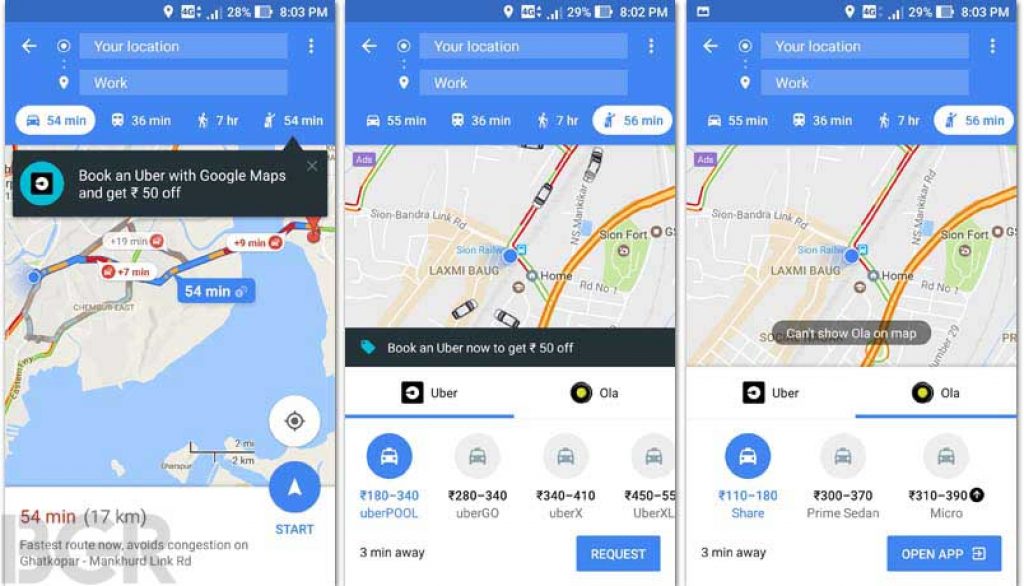 uber on google maps 2