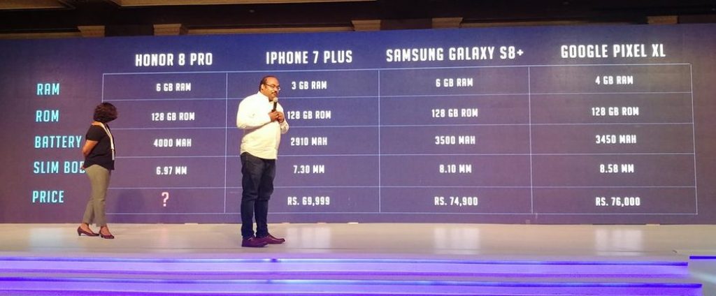 comparision - Honor 8 Pro vs iPhone 7 Plus Vs Samsung Galaxy S8 Plus vs Google Pixel XL