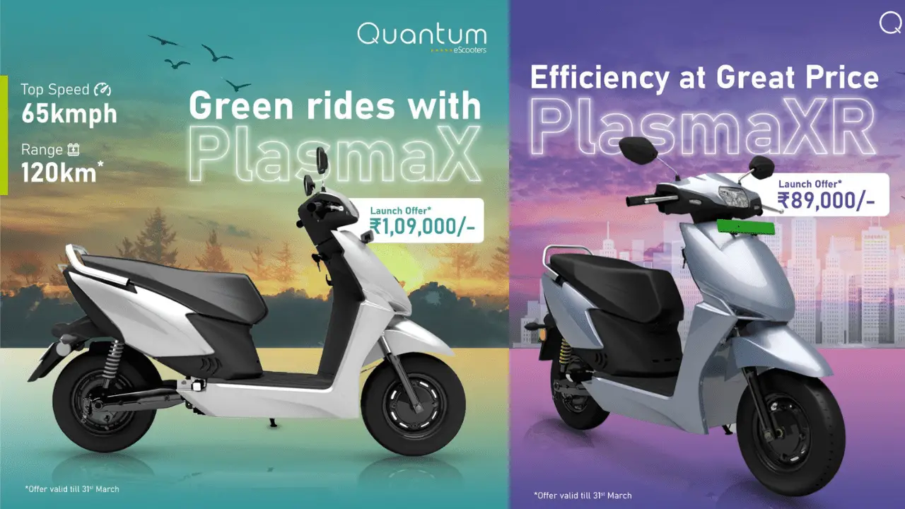 Quantum Energy electric Scooters Prices slash by 10%, Exclusive Offers on Plasma X and XR